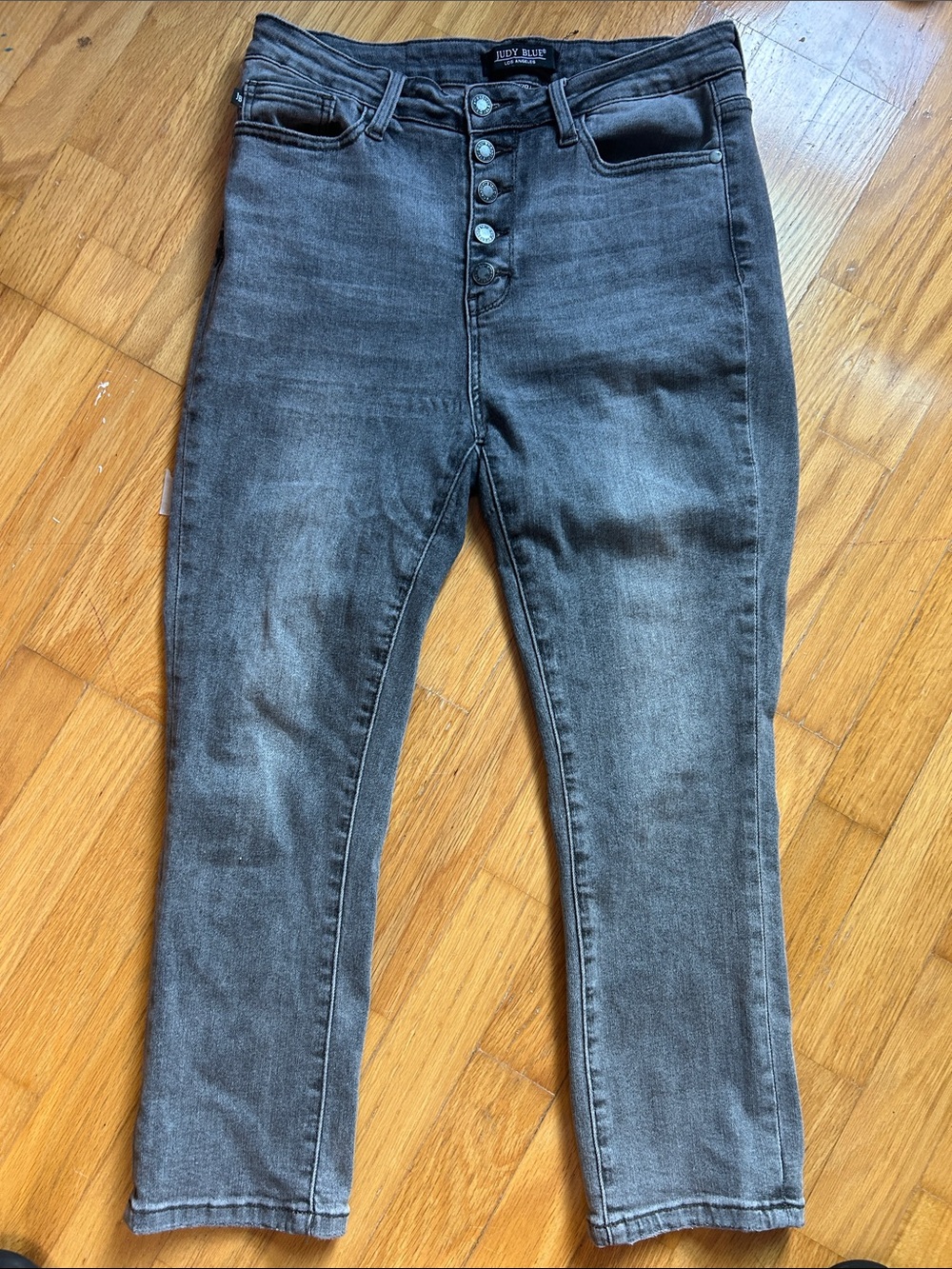 Judy Blue High-Rise Washed Grey Button-Fly Jeans